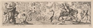 Putti och Satyrs skjuter pilar av Pierre Brebiette