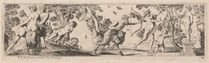 Satyr och Merkurius skjuter mot en staty av Pierre Brebiette