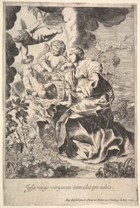 Jungfru och barn med änglar, 1636. av Pierre Brebiette