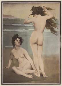 Badande kvinnor (färg litho)