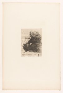 Vilande kvinnor vid kusten Pecheuses à Granville. (titel på objekt) av Pierre Celestin Billet