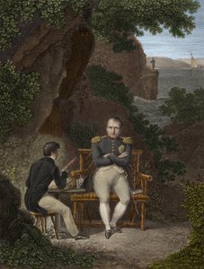 NAPOLEON I (1769-1821) I exil i Saint Helena - Napoleon dikterar sina memoarer till Emmanuel Pons de Las Cases (1800-1854) son till Emmanuel de Las Cases - Napoleon till Saint Helena (St. Helena): Han dikterar till de unga Las Cases anteckningarna som ska  av Pierre-Charles Bacquoy