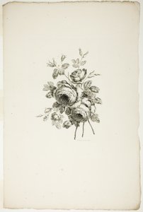 Bukett med rosor, från samling av olika buketter av blommor, uppfunnen och ritad av Jean Pillement och graverad av P. C. Canot av Pierre Charles Canot