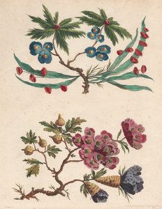Två sprayer av imaginära blommor