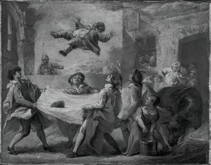 Sancho Panza kastas i en filt, 172324.