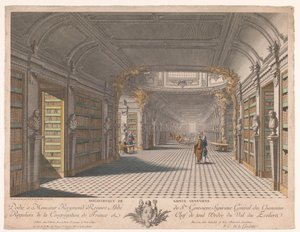 Bibliotek för klostret Sainte-Geneviève i Paris Bibliotheque de Sainte Genevieve (titel på objekt) av Pierre Claude Delagardette