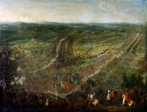 Augsburgs förbunds krig: "" Slaget vid Fleurus vunnet av marekalen i Luxemburg mot vapnen från en koalition av Förenade provinserna (Förenade provinserna), Imperialerna, Spanien och Storbritannien, den 1/07/1690"" Målning tillskrivas Pierre Denis av Pierre Denis (attr.to) Martin