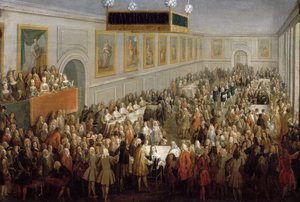 Högtid ges efter Ludvig XV:s kröning i Palais Archiepiscopal i Reims, 25 oktober 17