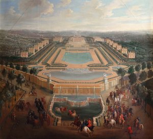 Översikt över slottet och paviljongerna vid Marly