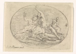 Två kvinnor med en satyr av Pierre Denis Plumier
