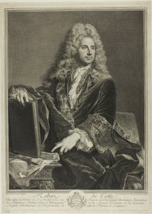 Porträtt av Robert de Cotte av Pierre Drevet
