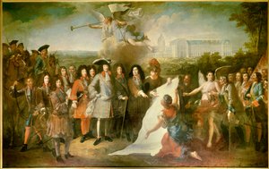 Presentation av planen för Royal Hote des Invalides för Ludvig XIV av markisen de Louvois (1639-1691) Bland närvarande är Henri de la Tour d
