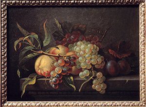 Frukt på ett bord. Målning av Pierre Dupuis (1610-1682)