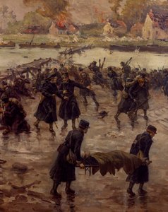 Fighting Along the Yser, oktober 1914, av Naymark e Ballue, detalj av Pierre-Ernest and Neymark Gustave Ballue