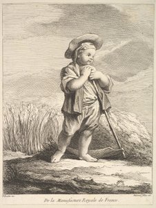 Liten pojke med lie, från First Book of Figures efter Manu...s porslin, 1757.
