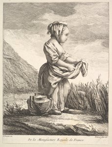 Liten flicka med ett kärl vid fötterna, från Premier Livre de Figures daprès les porcelain..., 1757.