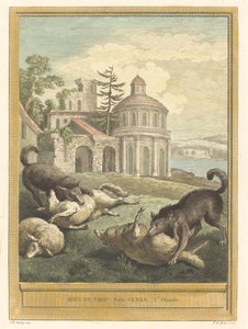 Rien de trop (Ingenting i överskott) av Pierre Etienne Moitte after Jean Baptiste Oudry