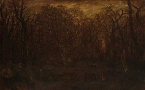Skogen på vintern vid solnedgången, ca. 1846-67.