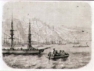 Vy över Quebec på 1860-talet, graverad av Laly (gravyr) av Pierre Eugene (after) Grandsire