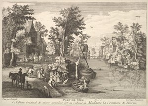 Sea Port Port de Mer efter målningen i samlingen av Madame la Comtesse de Verrue. av Pierre Francois Beaumont