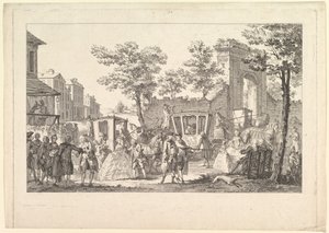 Tableau des portraits a la Mode Plate of Fashion Portraits, 1760-61. av Pierre Francois Courtois