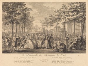 Vandringen längs Paris vallar av Pierre Francois Courtois after Augustin de Saint Aubin