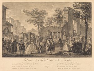 Tabell över fashionabla porträtt av Pierre Francois Courtois after Augustin de Saint Aubin