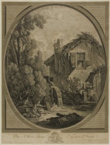 Väderkvarn landskap av Pierre Francois Laurent