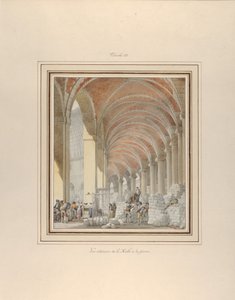 Halle aux Blés, invändig utsikt, ca. 1810.