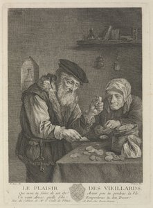 Ålderdomens nöjen efter målningen av David Teniers den yngre, mitten av 1700-talet.