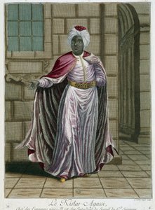 Porträtt av Kistar-Agassi (chefen för eunuckerna) - i" Samling av 100 tryck som representerar olika nationer i Levanten 1707 och 1708"" på order av M. de Frriol, kungens ambassadör vid Porten och uppdaterad 1712 -13 av M. Le H