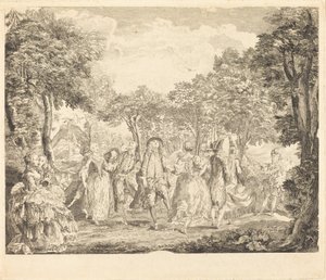 Balett på Operan av Pierre François Basan after Gabriel Jacques de Saint Aubin