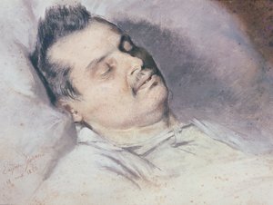 Honore de Balzac (1799-1850) på sin dödsbädd, 15 augusti 1850 (pastell och krita på papper)