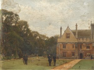 In the Grounds of Magdalen College, Dr Fisher (stipendiat), J. Henderson (bursar) och generalmajor Rigaud i förgrunden av Pierre François Joseph Tonneau