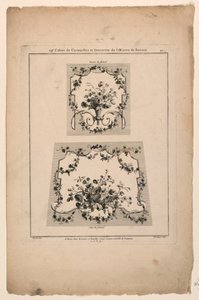 Motiv för Gobelängstolsstolar, skylt 1 från "Cahier de Cartouches et Ornemens de l
