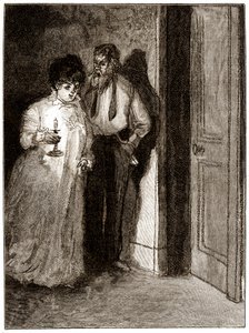 "Boule de Suif": Elisabeth Rousset vägrar sova med Cornudet, början av 1900-talet (illustration) av Pierre Georges Jeanniot