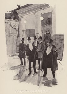 Framför Theatre des Varietes, mellan akterna (gravyr) av Pierre Georges Jeanniot