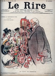 Skålen av Otto Von Bismarck - teckning av Pierre Georges Jeanniot (1848-1934) för "" Le Rire"" av 19 mars 1898