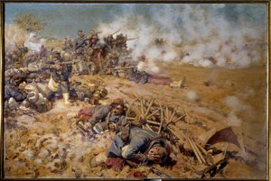 1870 års krig: "" eldlinje vid slaget vid Rezonville den 16 augusti 1870"" Målning av Pierre Georges Jeanniot (1848-1934) 1886 Sön. 2x3 m Pau, Fine Arts Museum - War of 1870: Brandlinje vid slaget vid Rezonville, 16 augusti