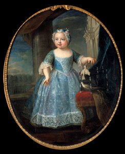 Porträtt av Louise Marie av Frankrike (1728-1733) dit Madame, tredje dotter till Ludvig XV Målning av Pierre Gobert (1662-1744) 1700-talets sön. 1,08 x 0,88 m.
