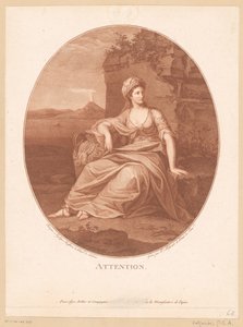 Antik kvinnlig figur i vulkanlandskap Uppmärksamhet. (titel på objekt) av Pierre Guillaume Alexandre Beljambe