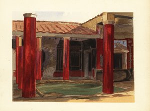 Peristyle pelargång av House of Sallust, Casa di Sallustius, Pompeji