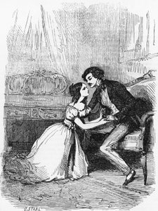 Illustration för Black Sheep, roman av Honore de Balzac (1799-1850) från samlingen i flera volymer med titeln Human Comedy, gravyr av Pierre Gustave Eugene Staal (1817-1882) av Pierre Gustave Eugene (1817 82) Staal