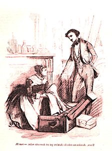 Charles Grandet och Nanon, illustration från "Eugenie Grandet" av Honore de Balzac (1799-1850)