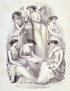 Geniuses of Olympus - i ""Les Femmes mythologiques"", teckningar av G. Staal, av Mery och Cte Foelix, red. G. de Gouet av Pierre Gustave Eugene Staal