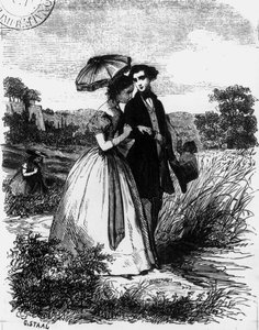 Felix de Vandenesse och Madame de Mortsauf, illustration till "Le Lys Dans la Vallee" av Honore de Balzac (1799-1850) publicerad 1871