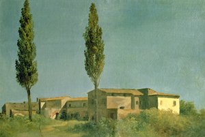 At the Villa Farnese: The Two Poplars, c.1777 (olja på kort)