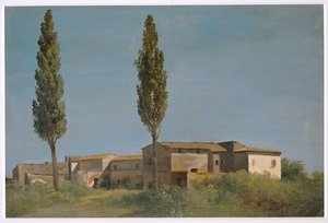 Fabrique i Villa Farnese: de två popplarna ... av Pierre Henri de Valenciennes