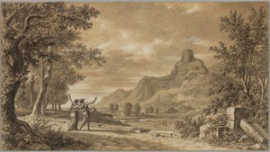 Berget Athos uthugget som ett monument över Alexander den store av Pierre Henri de Valenciennes