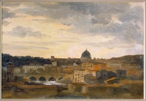 Utsikt över Rom i stormigt väder (teckning på kartong) av Pierre Henri de Valenciennes